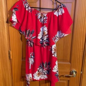 Cute off the shoulder floral romper